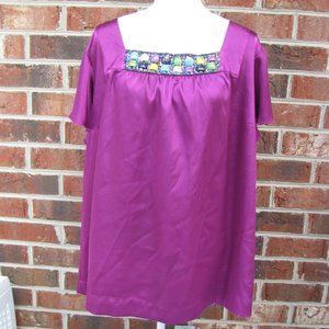 Apt 9 blouse top shirt 2X pullover jeweled casual career purple job luxury style